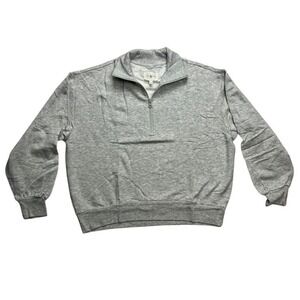 LOU &‎ GREY Signature Soft Plush Quarter Zip Pullover Sweatshirt Gray Size S new